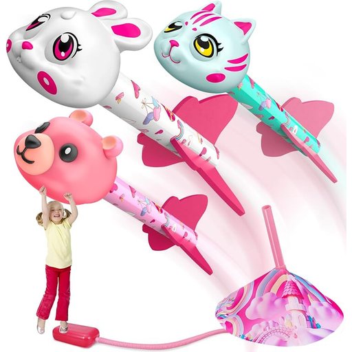 لعبة صاروخ الحيوانات بضغط الهواء للأطفال والنشاط Air-Powered Animal Rocket Game for Kids and Active Play