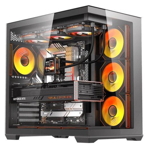 كيس كمبيوتر DarkFlash C280 مع 7 مراوح، لون أسود