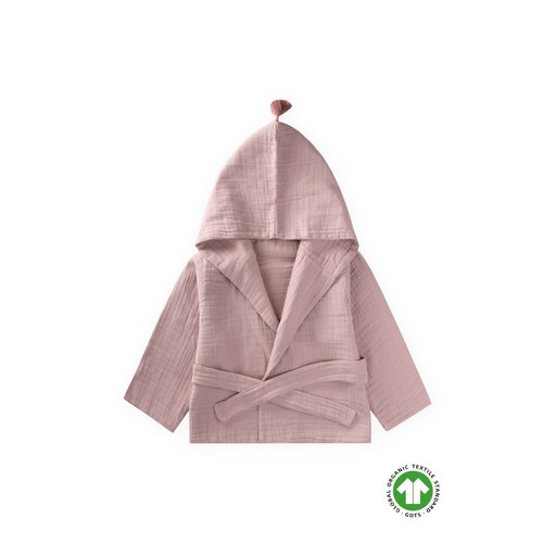 روب حمام أطفال من الموسلين العضوي مزدوج الطبقات - ليلكي (1-9 سنوات) Double Layer Organic Muslin Kids Bathrobe - Lilac (1-9 Years)