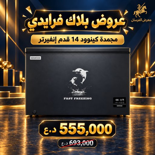 مجمدة كينوود أفقية 14 قدم إنفيرتر – أسود Kenwood 14 ft Inverter Chest Freezer - Black
