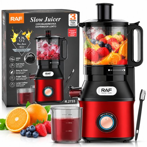عصارة فواكه وخضروات بطيئة راف 300 واط سعة 1.7 لتر موديل R.2733 RAF Slow Juicer 300W 1.7L – Model R.2733