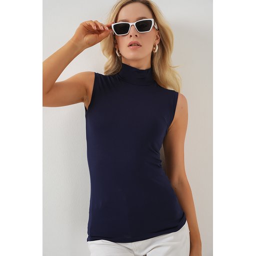 بودي نسائي بدون أكمام 4348 - كحلي Women's Sleeveless Bodysuit 4348 - Navy Blue