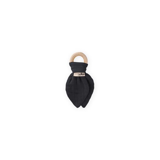 عضاضة أسنان قماش الموسلين والخشب الطبيعي - ANTRASİT Muslin Fabric and Natural Wood Teether - ANTRASİT