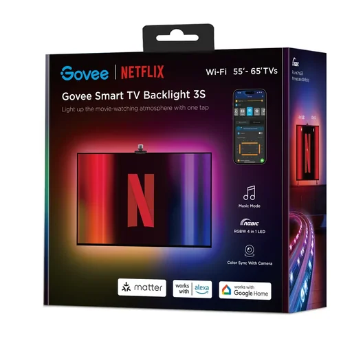 إضاءة خلفية ذكية للتلفزيون جوفي 3S إصدار نتفلكس (55–65 إنش) Govee Smart TV Backlight 3S Netflix Version (55-65 inches)