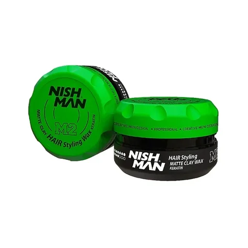 نيشمان شمع طيني لتصفيف الشعر بالمظهر المطفي والمعزز بالكراتين Nish Man Matte Clay Hair Styling Wax - Keratin M2