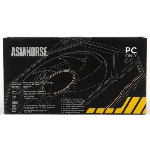 طقم مراوح آسيا هورس NYOTA PRO بتصميم Reverse – أسود، 3 مراوح قياس 120 ملم AsiaHorse NYOTA PRO Black Reverse 120mm Case Fan (3-Fan Pack)