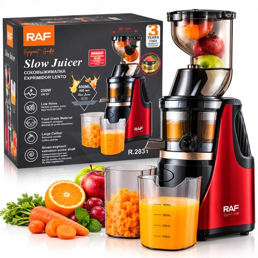 عصارة فواكه وخضروات بطيئة راف 250 واط موديل R.2831 RAF Slow Juicer 250W 400ML R.2831
