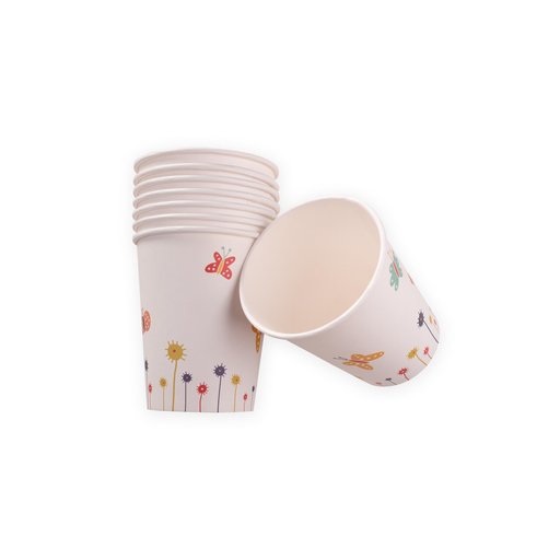 أكواب ورقية بتصميم فراشة - 8 قطع Butterfly Design Paper Cups - 8 Pack