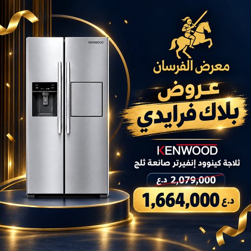ثلاجة كينوود إنفيرتر صانعة ثلج سايد باي سايد – سلفر Kenwood Inverter Side-by-Side Refrigerator with Ice Maker - Silver