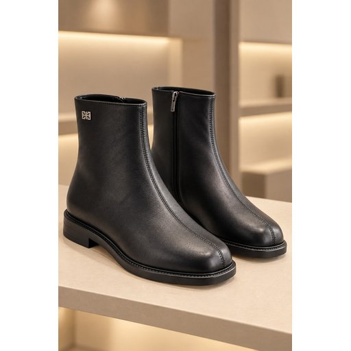 بوت نسائي Muggo LAVEN أسود بسحاب وكعب قصير Muggo LAVEN Women's Ankle Boots - Black, Zipper, Low Heel