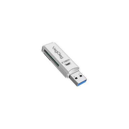 قارئ بطاقات VegGieg V-C304 USB 3.0 للبطاقات SD وMicro SD VegGieg V-C304 USB 3.0 SD/TF Card Reader-White