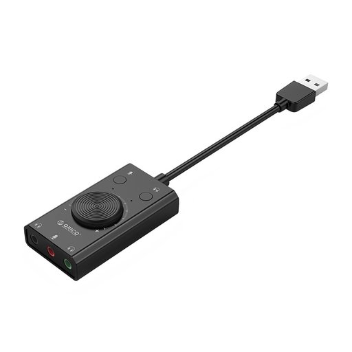 كارت صوت خارجي يو إس بي من أوريكو مع التحكم في الصوت ومنافذ ميكروفون وسماعة ORICO External USB Sound Card Adapter with Volume Control, Mic & Headphone Ports