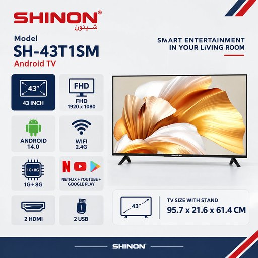 شاشة شينون 43 عقدة سمارت SHINON 43-Inch Smart LED TV