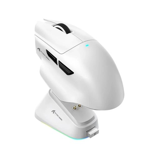 ماوس الألعاب اللاسلكي أتاك شارك V6 – أبيض مع قاعدة شحن مغناطيسية RGB ATTACK SHARK V6 WHITE Gaming Mouse