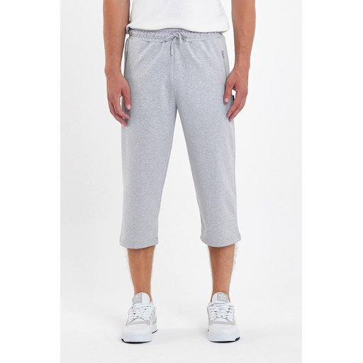 شورت برمودا رجالي رمادي طويل بجيوب وسحاب وخصر مطاطي قابل للتعديل Men's Grey Bermuda Long Shorts with Zipper Pockets and Adjustable Elastic Waist