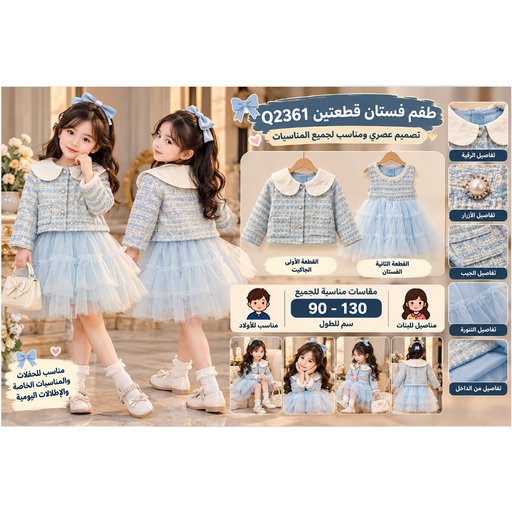 طقم تنورة أطفال قطعتين Q2361 Q2361 Girls' 2-Piece Skirt Set