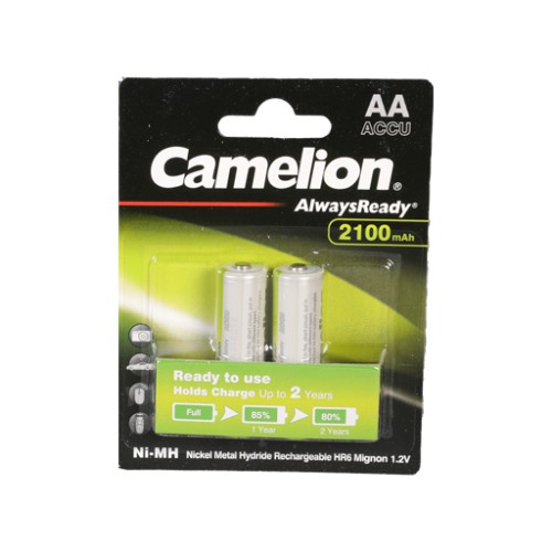 بطاريات قلم شحن  AA Camelion AA,1.2V,2100mA, Ni-MH Rechargeable AA Battery 2 Pcs Set