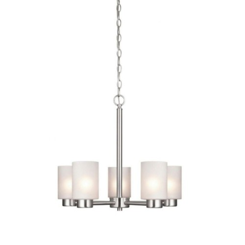 انارة سقفية 5 Lt Chandelier BN with Frosted Seeded Glass