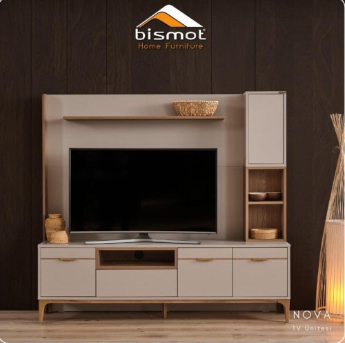 طاولة تلفاز خشبية Wooden Tv Table with Shelves 