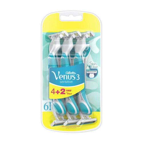 سيت شفرة حلاقة للنساء للبشرة الحساسة 6 قطع Gillette Venus 3 Sensitive Women's Razor 6 Pcs