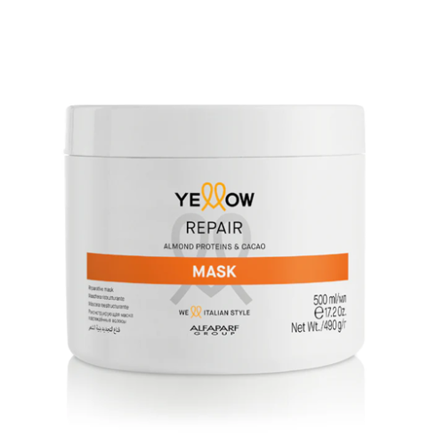 ماسك للشعر التالف بخلاصة بروتينات اللوز وزبدة الكاكاو Yellow Repair Mask with Almond Proteins & Cacao Butter
