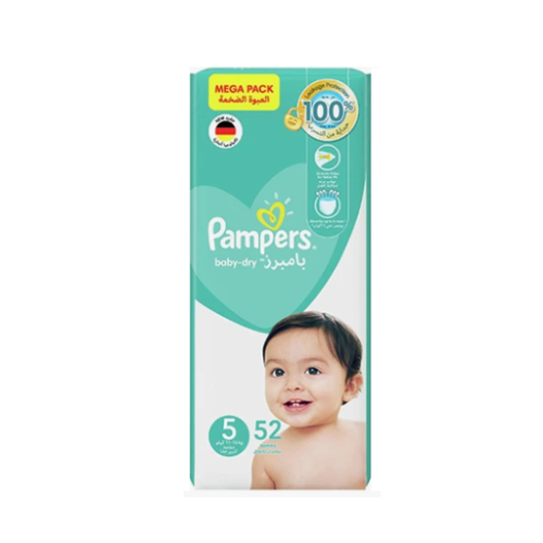 حفاظات اطفال عبوة ضخمة رقم 5 Baby Dry Junior Diapers Mega Pack 5, (11-16) kg, 52 Pcs