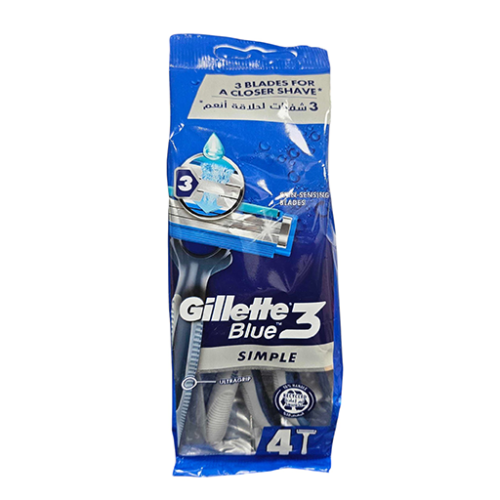 سيت شفرات حلاقة 4 قطع Blue 3 Simple 4 Razors