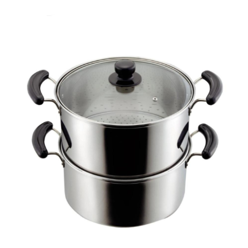 قدر بخار مع غطاء Stainless Steel Steamer with Glass Lid 28cm