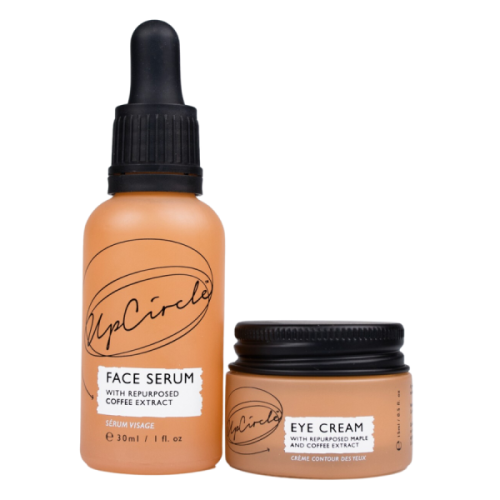 سيروم الوجه بالقهوة وزيت الورد مع كريم للعين Skin Brightening and Hydrating Set - Caffeinated Skincare Duo