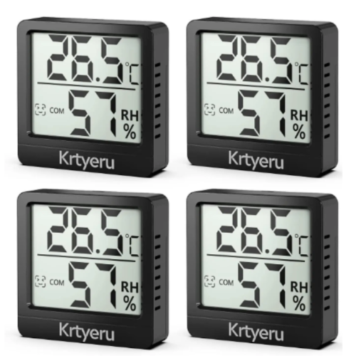 مجموعة 4 مقاييس حرارة ورطوبة رقمية بشاشة LCD Digital Indoor Thermometer & Hygrometer – 4-Pack with LCD Display