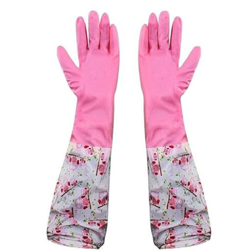 قفازات واقية للتنظيف (اختيار اللون عشوائي) Kitchen Elastic Long Sleeves Dishwashing Glo (Color Selection Is Random)ves