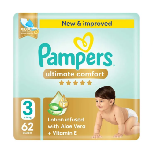 حفاظات اطفال، مقاس 3 (6–10 كغم)، 62 قطعة Ultimate Comfort Diapers – Size 3 (6–10 kg) – 62 Count