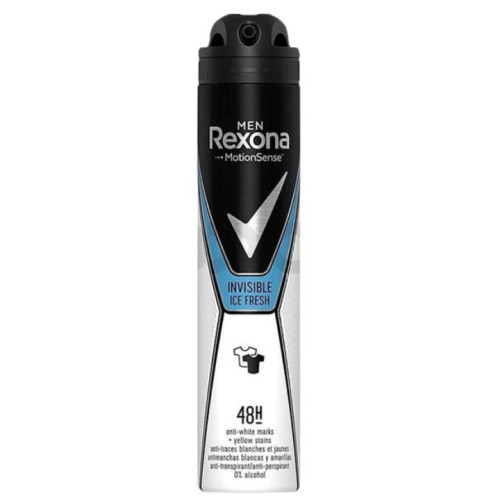 مزيل عرق بخاخ للرجال – انتعاش خفي ببرودة الثلج 200 مل Rexona Men Invisible Antiperspirant Deodorant Spray 200 ml
