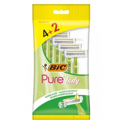 شفرة حلاقة نسائية – ٣ شفرات - ٤+٢ قطعة Pure Lady Disposable Razor – 3‑Blade - 4+2 pcs