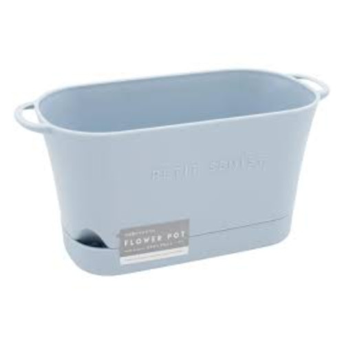 صحن زراعة بلاستيك مستطيل Basket Motif Flower Planter with Saucer
