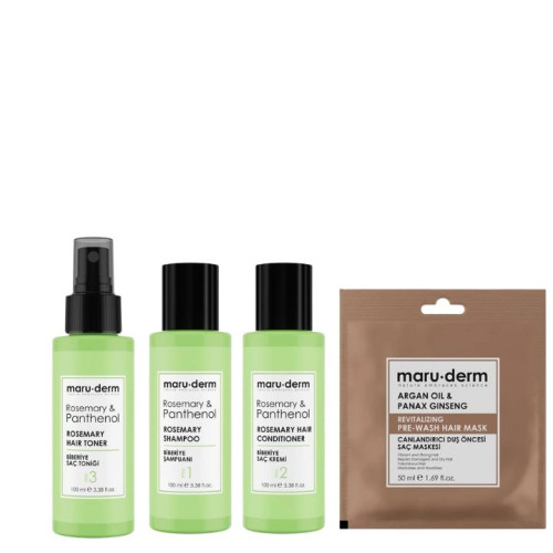 مجموعة لتحفيز انبات الشعر بالروزماري والالوفيرا Rosemary Panthenol | Shampoo | conditioner |Toner Travel Kit