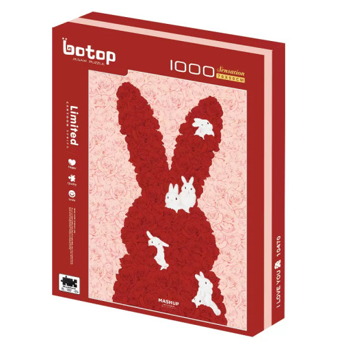 أحجية بوتوب، 1000 قطعة، مزيج أرنب أحمر BOTOP PUZZLE 1000PCS RABBIT MASHUP RED