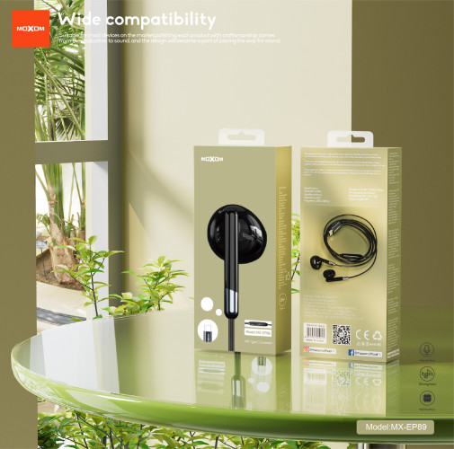 موكسوم Moxom Metal Stereo Earphones With type-c Connector
