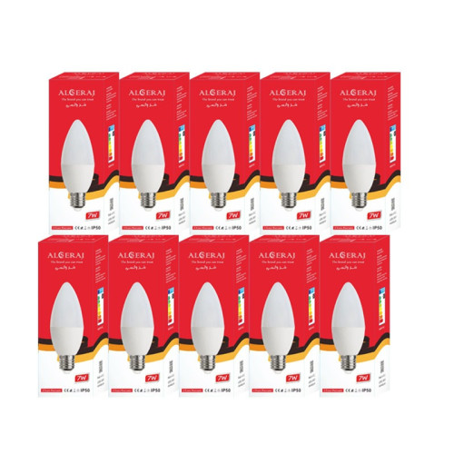 10 قطع مصباح ثريا السراج ابيض ثلجي 10CANDLE BULB 7W ALSERAJ white