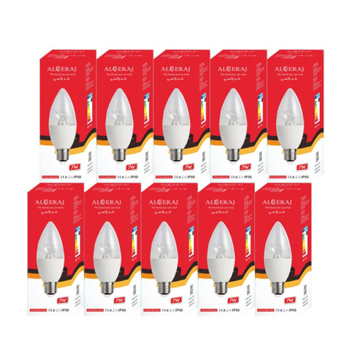 10 قطع مصباح ثريا السراج كريستال شمسي سن ناعم 10CANDLE BULB 7W ALSERAJ warm