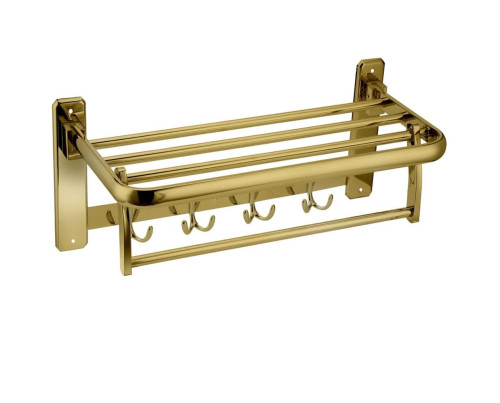 رف مناشف جداري من الستانلس ستيل مع خطافات متعددة Bathroom Wall-Mounted Towel Rack with Hooks – SUS304