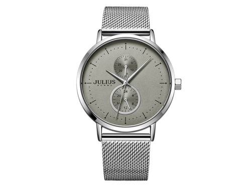 ساعة رجالية من جوليوس الكورية جاي اي اج 105 اي دائريه رصاصي سير فولاذ رصاصي ومينا بجي JULIUS Watch for Men JAH-105 - Analog, Stainless Steel - Silver
