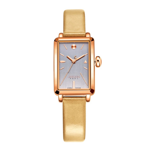 ساعة نسائية من جوليوس الكورية جاي اي941 دي سير جلد اصفر ذهبي مينا زرقاء فاتح JULIUS Watch JA-941 for Women - Analog, Leather - Yellow - Blue