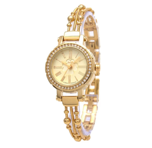 ساعة نسائية من جوليوس الكورية JA-809D  دائرية ذهبي سير ستين ستيل مينا ذهبية JULIUS Watch JA-809D for Women - Analog, Stainless Steel - Gold