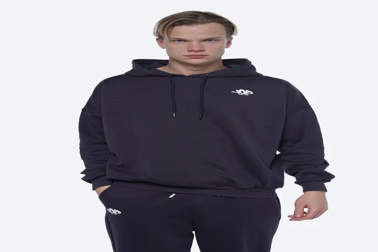 هودي رجالي واسع – Te-Hole Te-Hole Oversized Hoodie Men’s Blue Grey-1006