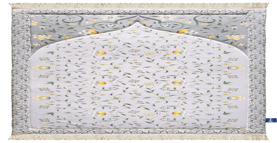 سجادة صلاة مبطنة بتصميم زهرة اللوتس الصفراء Yellow Louts Premium Prayer Mat