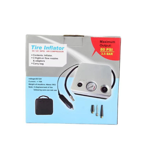 منفاخ تاير سيارة 12 فولت مع مقياس ضغط – ‎80 بي أس آي‎ 12V Car Tire Inflator with Analog Gauge – 80 PSI