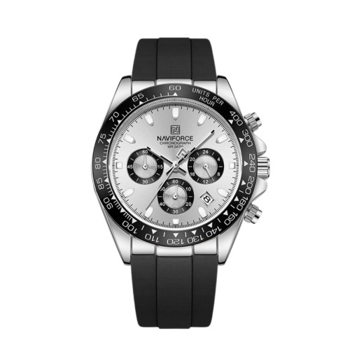 ساعة رجالية Naviforce NF8054 Men’s Watch – Round Dial, Quartz Movement, Silicone Strap, Chronograph, Luminous Display