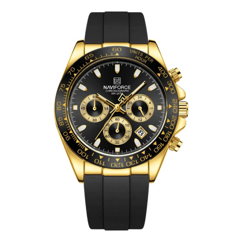 ساعة رجالية Naviforce NF8054 Men’s Watch – Round Dial, Quartz Movement, Silicone Strap, Chronograph, Luminous Display
