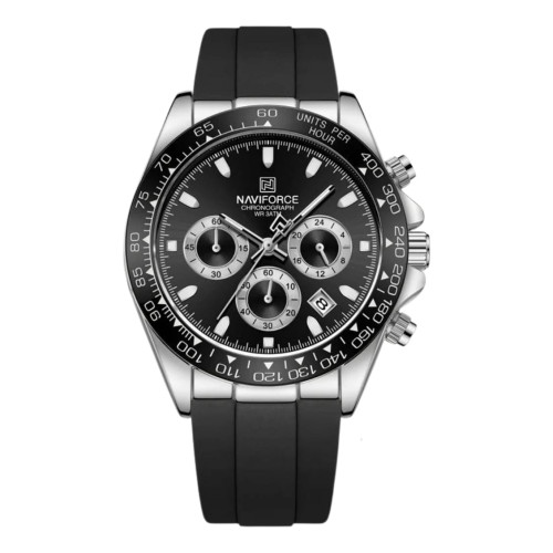 ساعة رجالية Naviforce NF8054 Men’s Watch – Round Dial, Quartz Movement, Silicone Strap, Chronograph, Luminous Display